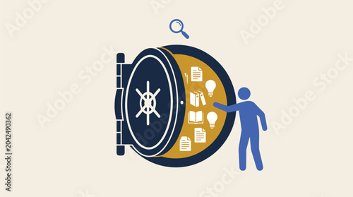 Tableau sur toile Corporate Knowledge Repository and Information Asset Management Vector