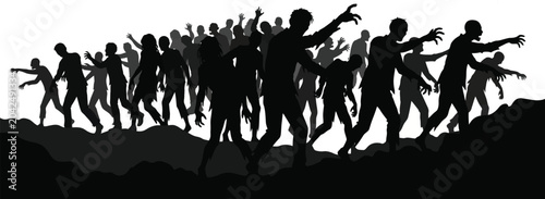 Photos zombie crowd silhouette on white background horror