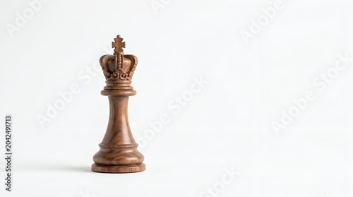 Close-up of a brown chess king piece on white background