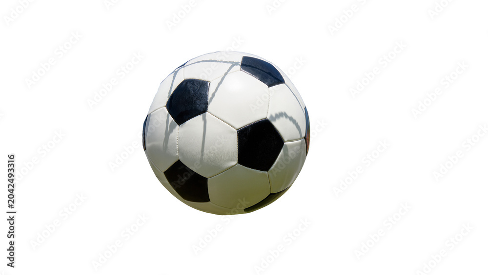 Fototapeta premium Classic black and white soccer ball, isolated on transparent background
