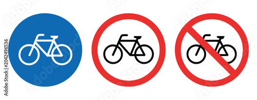 Cycling route markers showcasing bicycle path guidance and no cycling signs for urban mobility projects