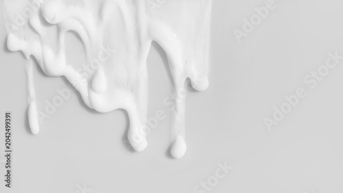 Thick white cosmetic cream texture dripping down