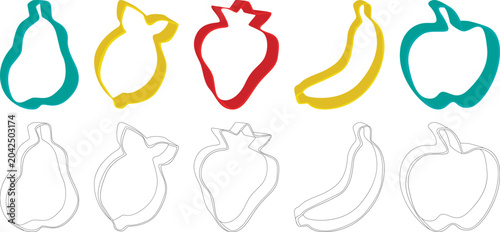 Foto Vector illustration of cookie cutters, dough molds, cooking, culinary, bakery, for designing cookbooks, menus, bakeries, kitchen textiles, set