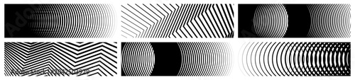 Fotografie Abstract black and white op art geometric line pattern banners set, modern optic
