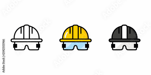Tableau sur toile safety helmet icons flat style construction protective