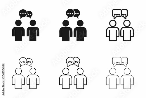 Foto conversation icons set flat black and white