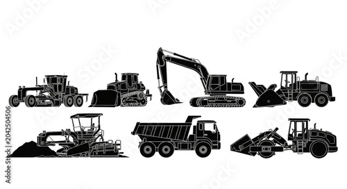 excavator and truck