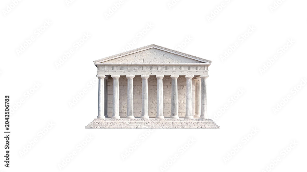 Fototapeta premium Classical greek temple architecture showing columns and pediment as PNG asset