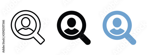 Fotografia Hiring employee search icon illustrating recruitment, job vacancy, and candidate