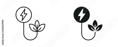 Obraz na plátne Biomass energy icon set, renewable biofuel power symbol, outline and solid style