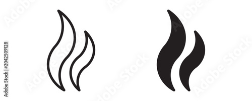 Quadro su tela Smoke steam icon set, vapor cloud and hot air emission symbol, outline and solid style