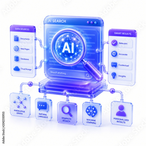 3D Artificial Intelligence Search Engine Interface with Smart Data Discovery and Information Retrieval System