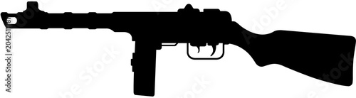 Tableau sur toile Soviet Russia PPSh-41 Submachine Gun Silhouette Vector Illustration