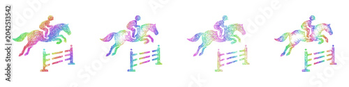 Quadro em tela Multicolored sketch show jumping icon design set