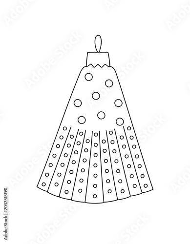 Christmas tree bauble in form of bell festive decor simple doodle outline hand drawn vector illustration for winter holidays seasonal greeting card, invitations, banner, stickers, line art clipart
