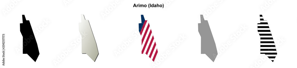 Obraz premium Arimo (Idaho) blank outline map set