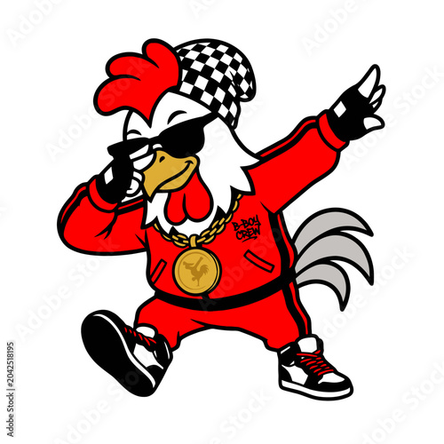 Canvastavla chicken dabbing funny mascot