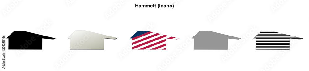 Fototapeta premium Hammett (Idaho) blank outline map set