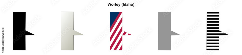 Fototapeta premium Worley (Idaho) blank outline map set