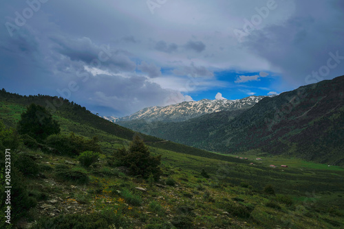 mountain landscape with clouds