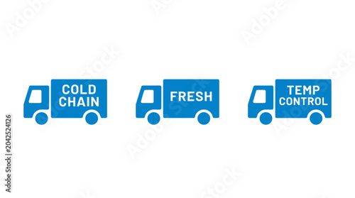 Blue icons depicting trucks with labels for 
