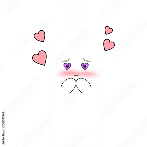 Bilde på lerret GrayMill Heart Eyes Cute Character Expression Sticker