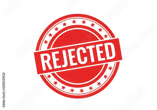 Bold red rejected stamp with intricate circular design