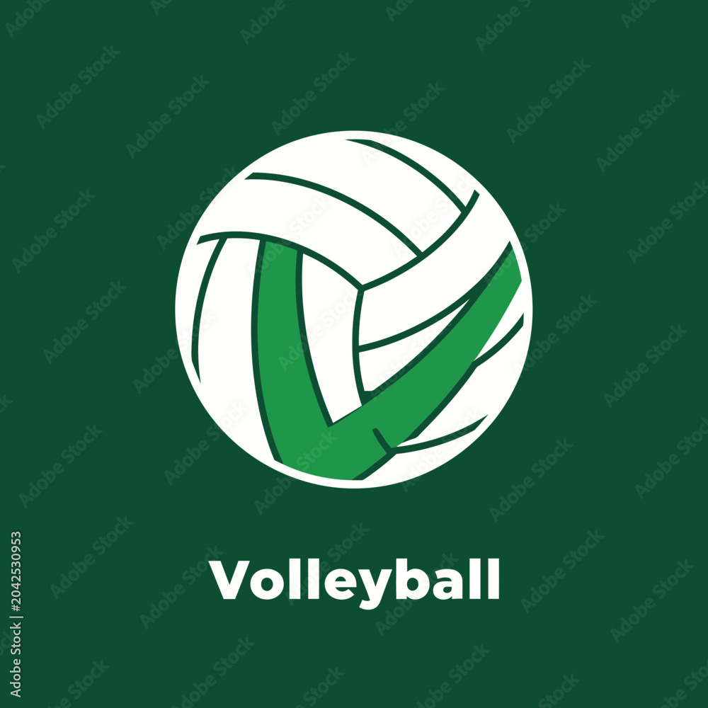 Fototapeta premium Clean Volleyball Icon Graphic With Green Accent And Text Minimalist Design On Dark Background