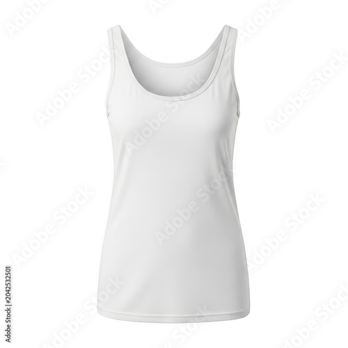 Sleeveless white tank top with scoop neck
