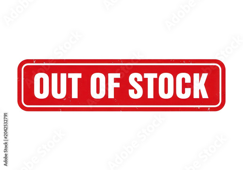 Out of stock stamp in bold red and white