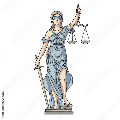 Fotografia Lady Justice Statue with Sword and Scales, Symbol of Law and Fairness