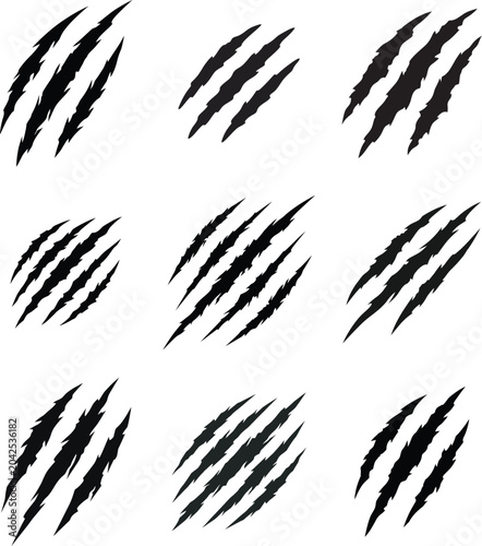 Black abstract claw marks on clean white surface