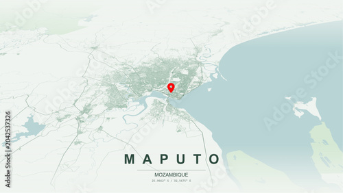 Photos Modern minimalist vector map of Maputo, Mozambique