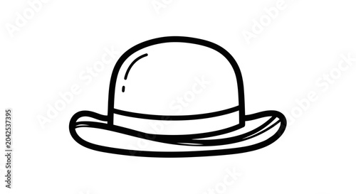 Schilderij op canvas Classic bowler hat icon, simple doodle illustration on white background