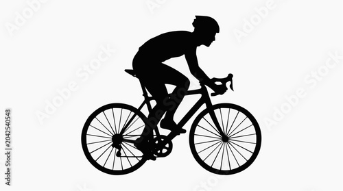 Silhouette of a cyclist on a road bike for the concept of sport and fitness.