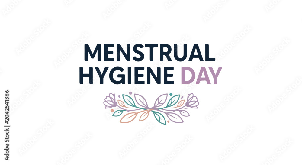 Obraz premium Menstrual hygiene day awareness concept with feminine symbols and clean design emphasizing health and hygiene education