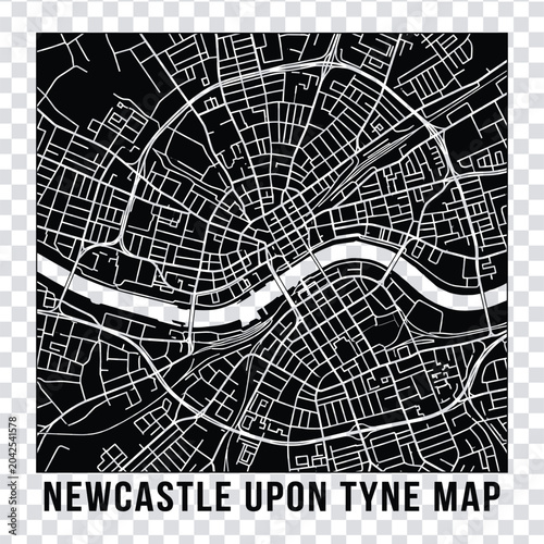 Foto Newcastle upon tyne city map, street plan, vector illustration