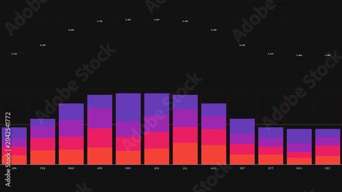 Dynamic Motion of Colorful Equalizer Bars in Animation.