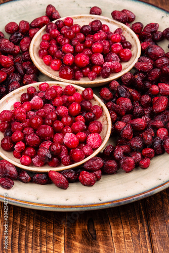 Organic frozen and dried cranberries