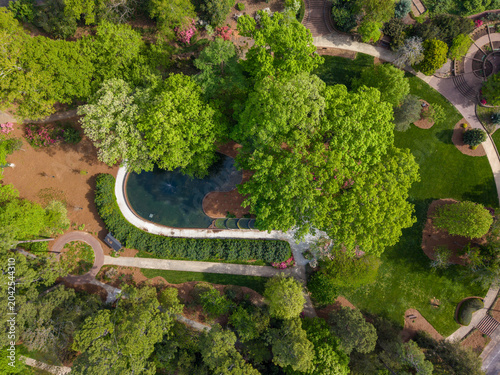 Top down view of public garden in Rock Hill, South Carolina