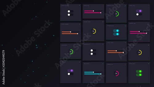 Dynamic Motion of Colorful Digital Symbols in Animation Sequence.