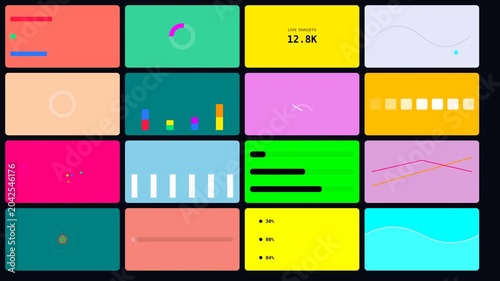 Colorful Motion Multi Infographics Animation with Vibrant Shapes and Dynamic Transitions.