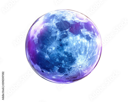 Celestial Orb: An ethereal orb, glowing with luminous shades of blue and purple, resembles a miniature moon or a mystical planet, radiating cosmic energy.