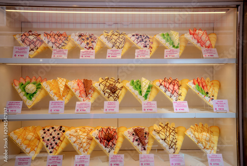 Tokyo, Japan - March 9, 2026: A store selling desert treats in the Harajuku district of Tokyo
