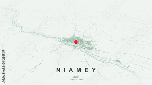 Canvastavla Modern minimalist vector map of Niamey, Niger