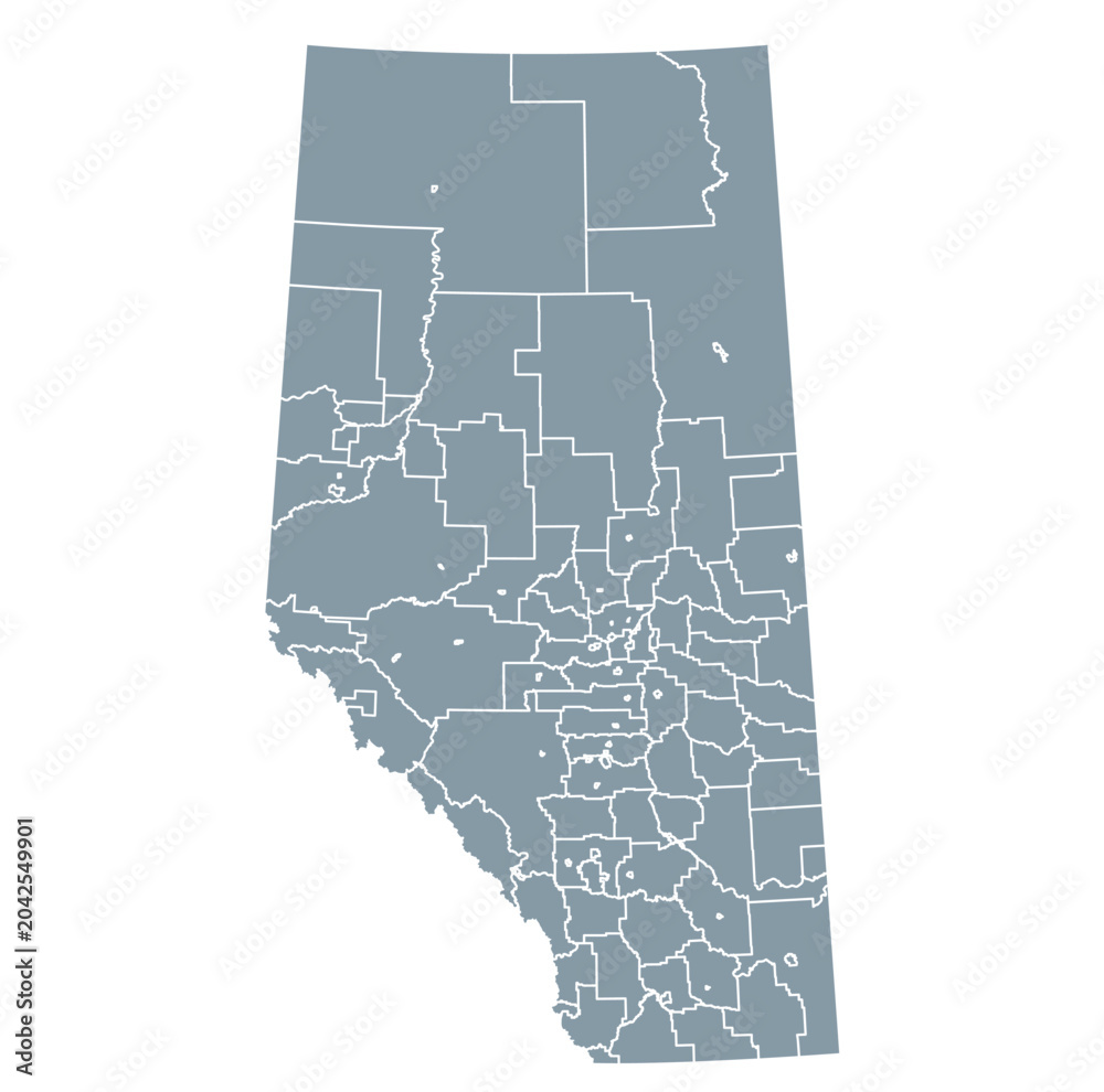 Naklejka premium Map of Alberta with counties borders