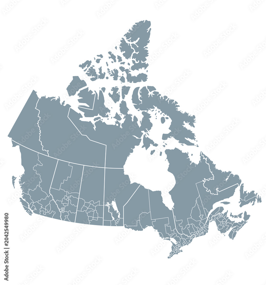 Naklejka premium Map of Canada with provincies borders