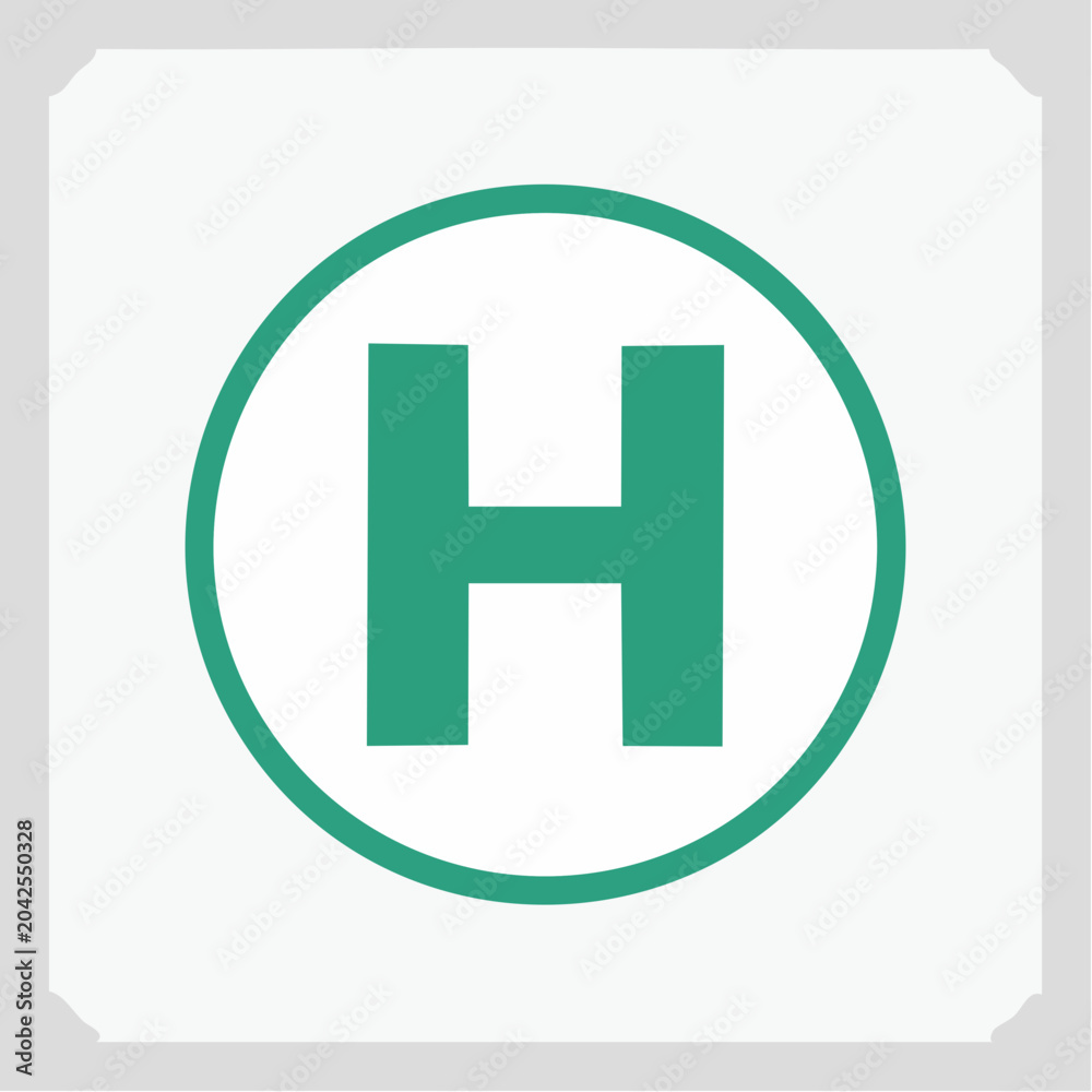 Fototapeta premium Green 'H' symbol in a circle