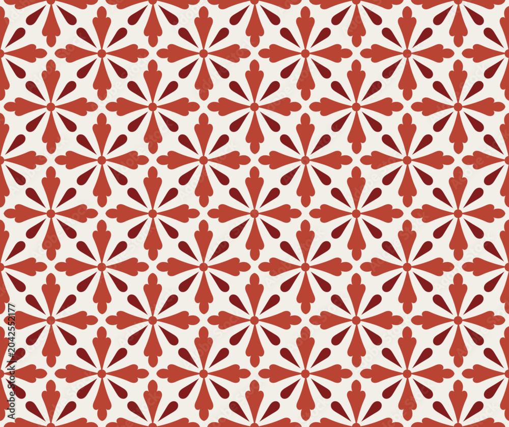 Fototapeta premium Seamless Terracotta and Cream Geometric Floral Pattern