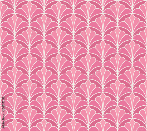 Art deco floral geometric background. Seamless abstract design.